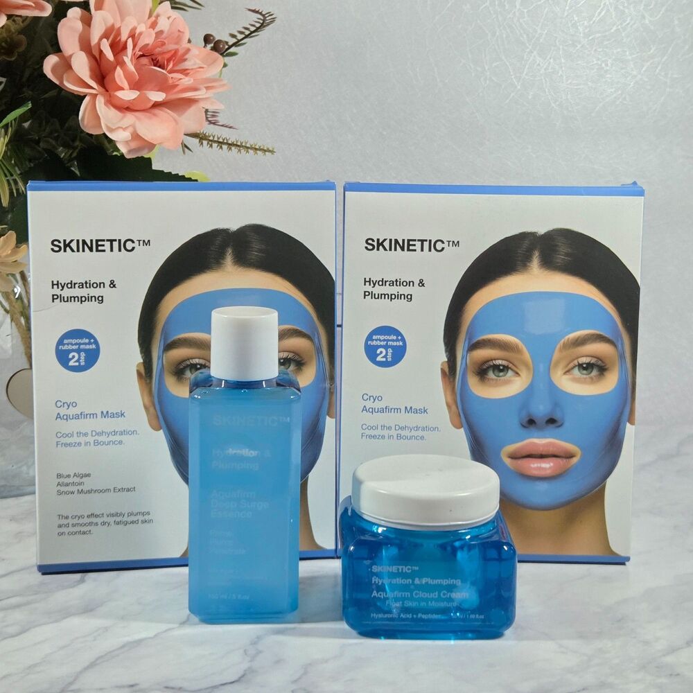 SKINETIC Aquafirm Hydration & Plumping 4-Piece Skincare Set Cream Essence Masks
